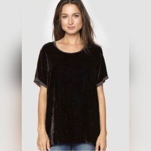 Pete & Greta by Johnny Was Mustard Yellow Velvet Short Sleeve Top Shirt, Size L